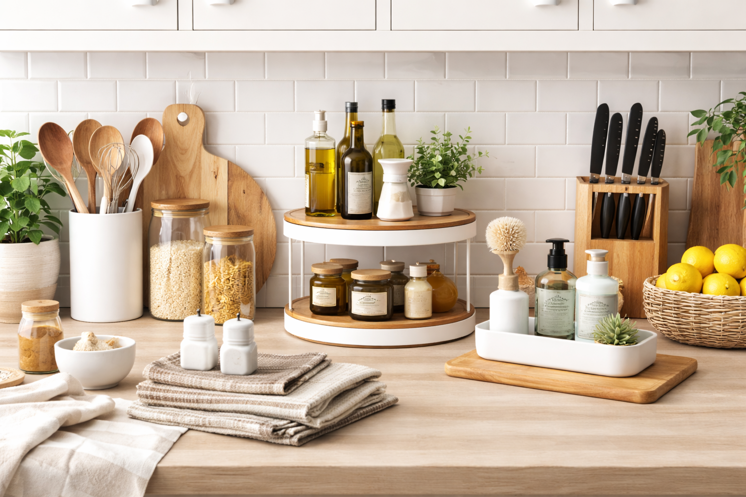 Modern home interior with stylish decor and clean kitchen setup